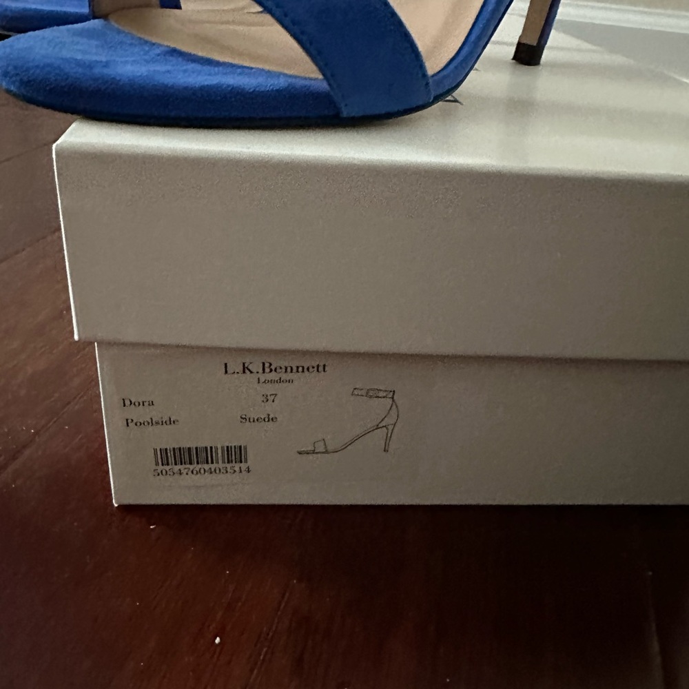 LK Bennett Dora Suede Heeled Sandals in Blue, size 37 - Picture 7 of 7